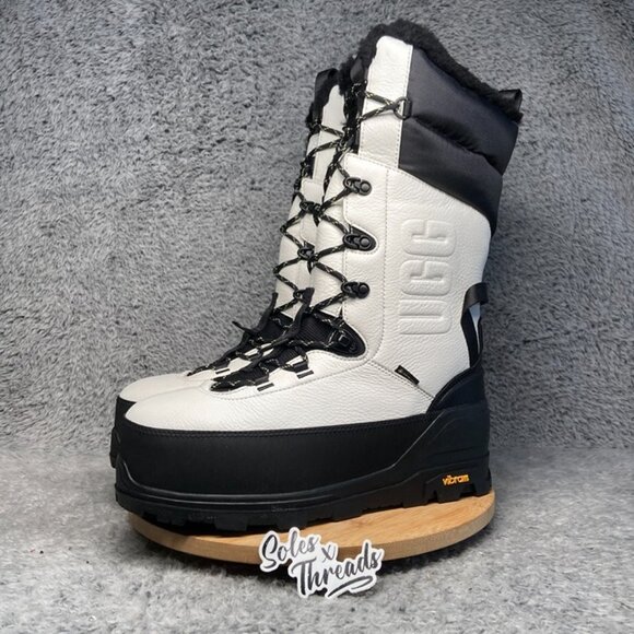 UGG Shasta TALL Gore-TEX Leather Boot Size 10 Men = 11 Women White Black 1151850 - Picture 4 of 7
